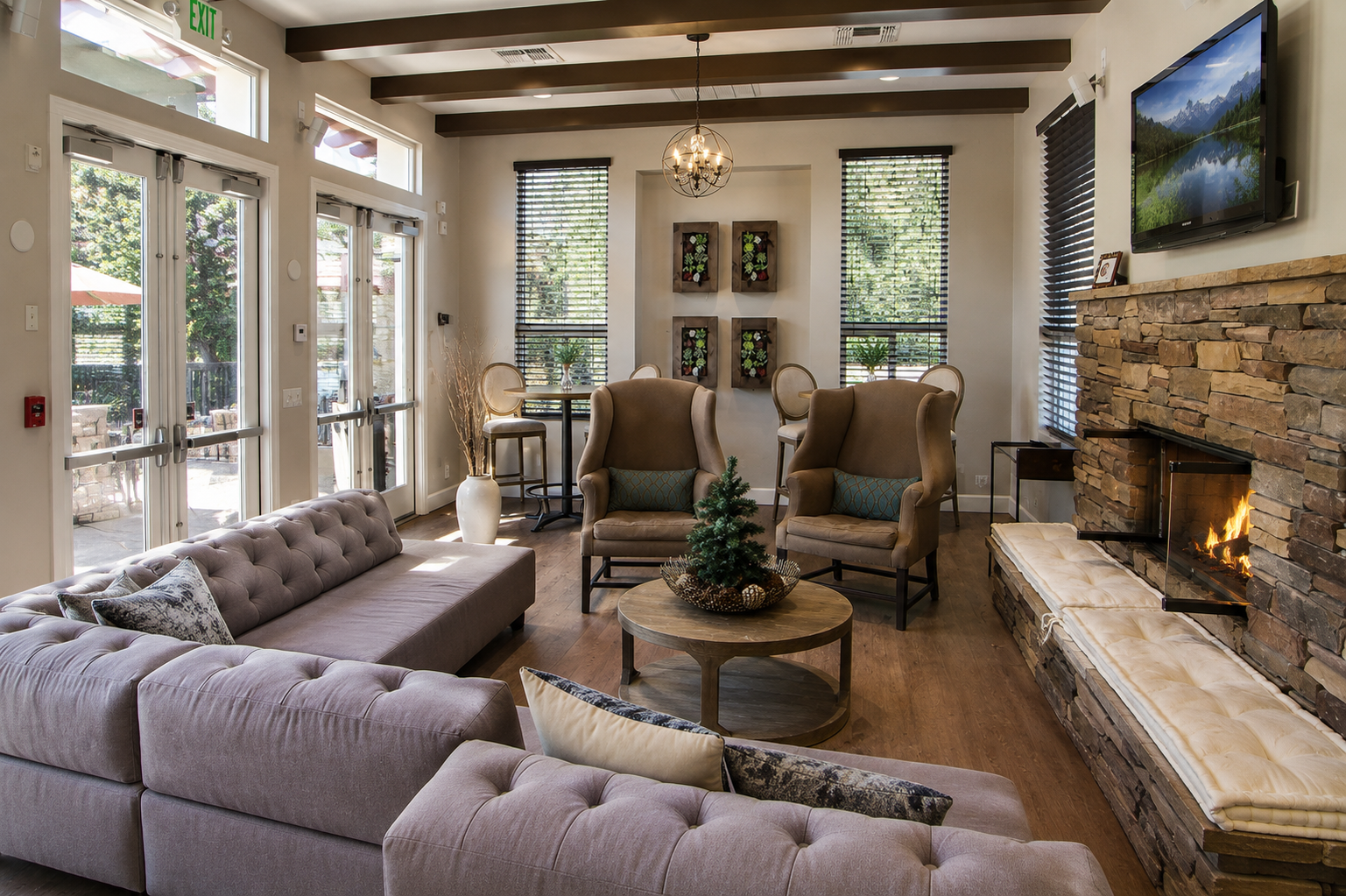 Living room at Boulders Clubhouse, Santa Rosa, California