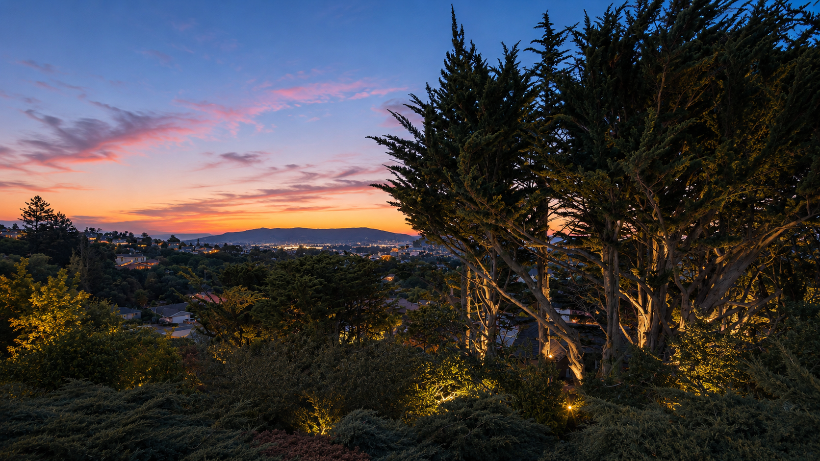 Outdoor living at Mills Estate, Burlingame Hills, California