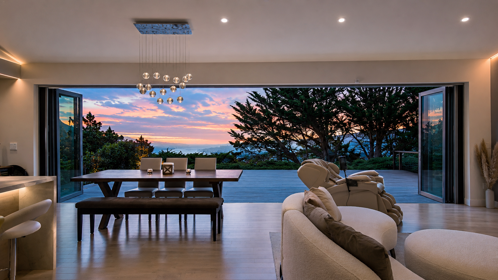Living room at Mills Estate, Burlingame Hills, California