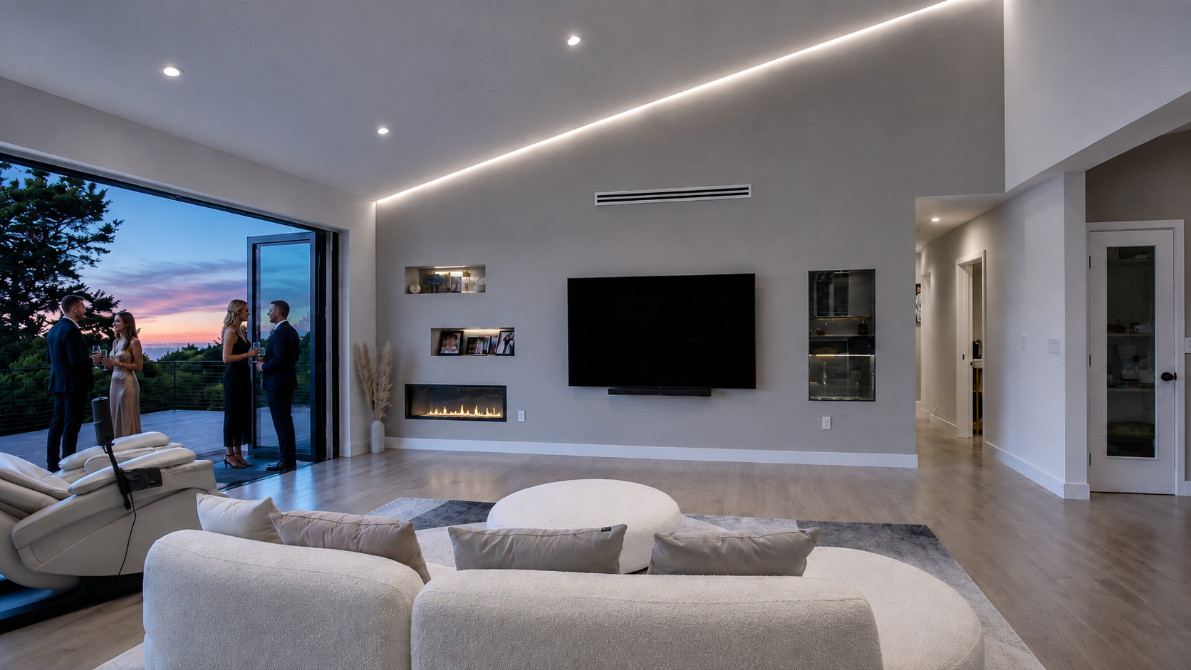 Living room at Mills Estate, Burlingame Hills, California