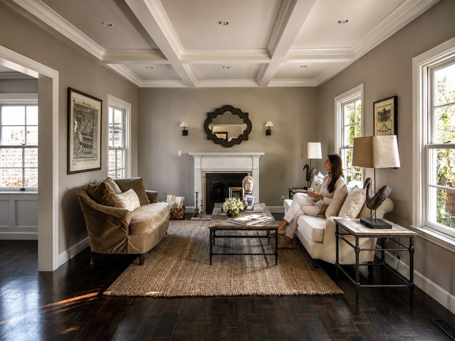 Living room at Parrott Residence, Baywood Park, San Mateo, California