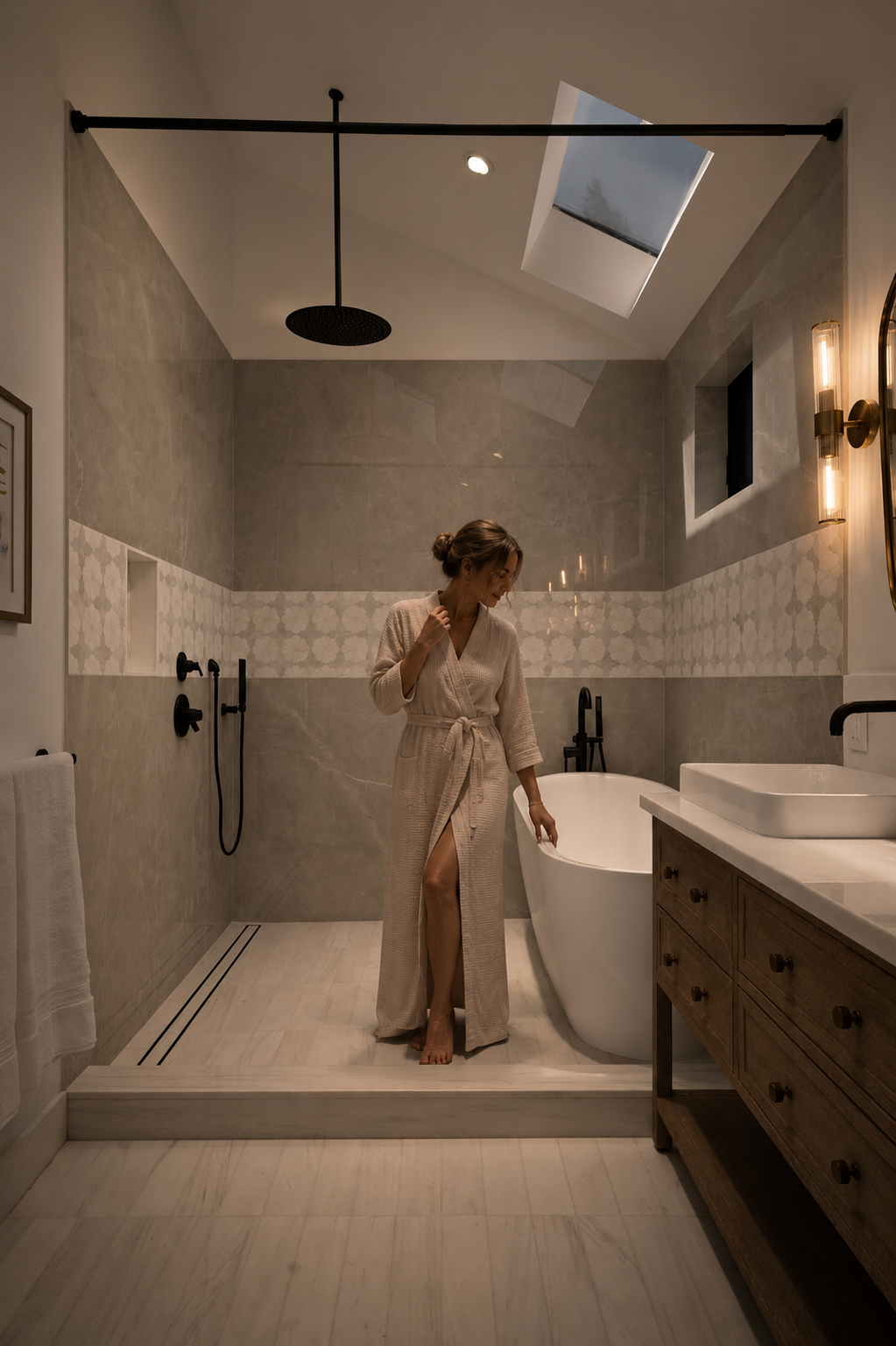 Bathroom at Modern French Country, San Carlos, California